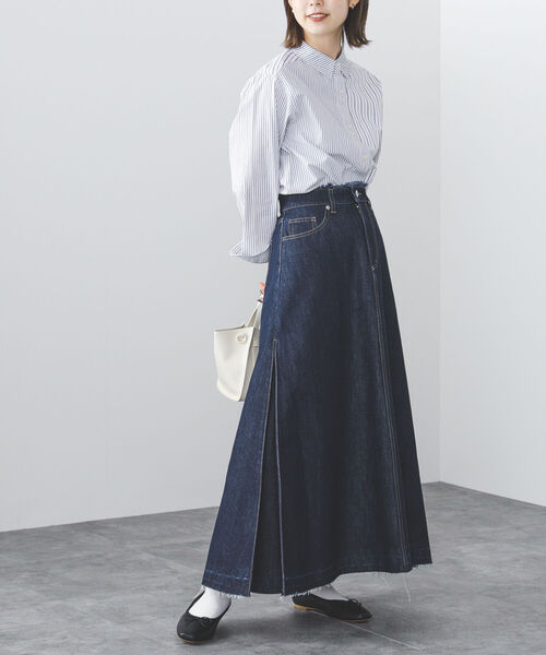 BEAMS HEART(ビームスハート)の「BEAMS HEART / サイドタック デニムスカート(デニムスカート・レディース・ホワイト系その他/ネイビー・SMALL/MEDIUM)」の8枚目の写真