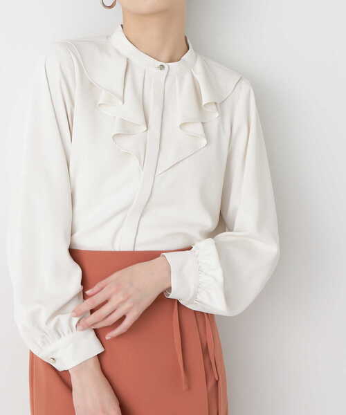 N.（N. Natural Beauty Basic）（エヌエヌナチュラルビューティーベーシック）の「◆フレアネックトロミブラウス（シャツ/ブラウス・レディース・ライトグリーン/ブルー/オフホワイト・MEDIUM）」の20枚目の写真