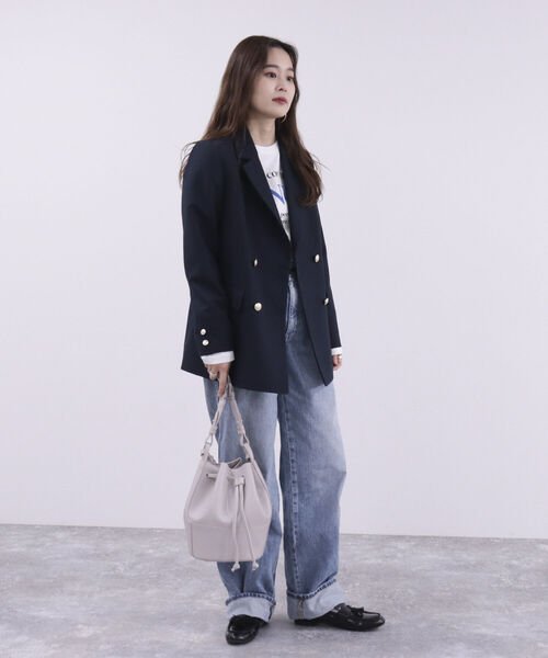 fredy emue（フレディエミュ）の「2ベルト巾着ショルダーバッグ（ショルダーバッグ・レディース・キャメル/ブラック/グレイッシュベージュ・FREE）」の15枚目の写真