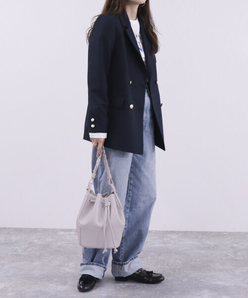 fredy emue（フレディエミュ）の「2ベルト巾着ショルダーバッグ（ショルダーバッグ・レディース・キャメル/ブラック/グレイッシュベージュ・FREE）」の16枚目の写真