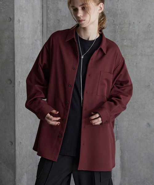 SERACE（セラス）の「【SERACE】Loose silhouette shirt / ルーズシルエットシャツ（シャツ/ブラウス・メンズ・ブラック/オフホワイト/チャコールグレー/ダークブルー/グレイッシュベージュ/ダークグリーン/ライトブルー/ワインレッド/ブラック系・M/L/S）」の9枚目の写真