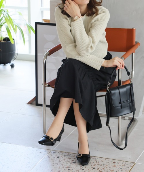 VIVIAN(ヴィヴィアン)の「スクエアトゥバックルベルトモチーフパンプス(パンプス・レディース・グレー系その他7/ベージュ/ブラック・L/LL/S/M)」の14枚目の写真