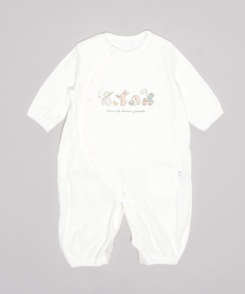 mocmof（モクモフ）の「肌着くっつき ２WAY オール（ロンパース・キッズ・ベージュ/アイボリー・50-70cm）」の3枚目の写真