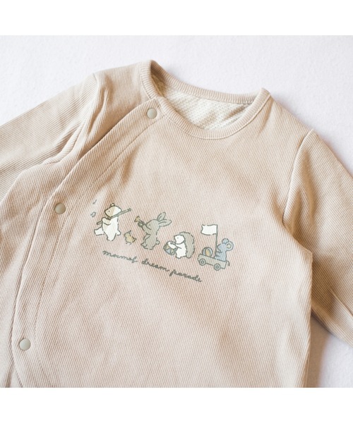 mocmof（モクモフ）の「肌着くっつき ２WAY オール（ロンパース・キッズ・ベージュ/アイボリー・50-70cm）」の10枚目の写真