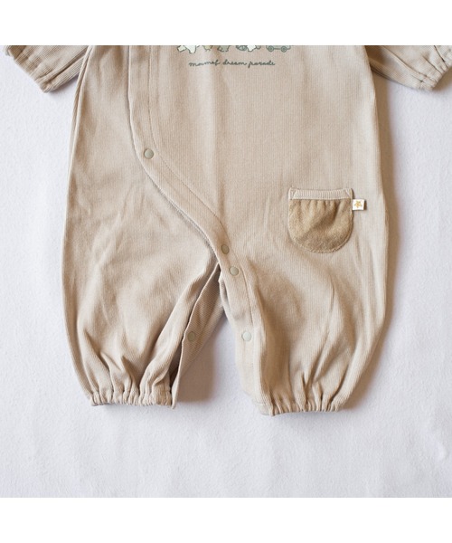 mocmof（モクモフ）の「肌着くっつき ２WAY オール（ロンパース・キッズ・ベージュ/アイボリー・50-70cm）」の8枚目の写真