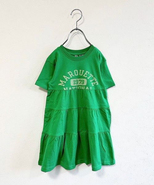 Life Support Products（ライフサポートプロダクツ）の「コットンUSA半袖ティアードワンピース(90～150cm)（ワンピース・キッズ・ライトグレー/グリーン/ブルー・110/100/140/120/130/150/90）」の2枚目の写真