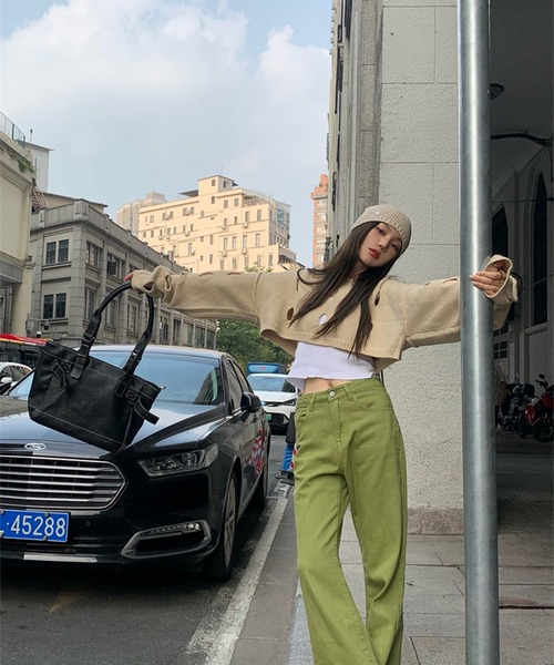 LYEON(リヨン)の「スラッシュショートニット(ニット/セーター・レディース・ベージュ/グリーン・FREE)」の16枚目の写真