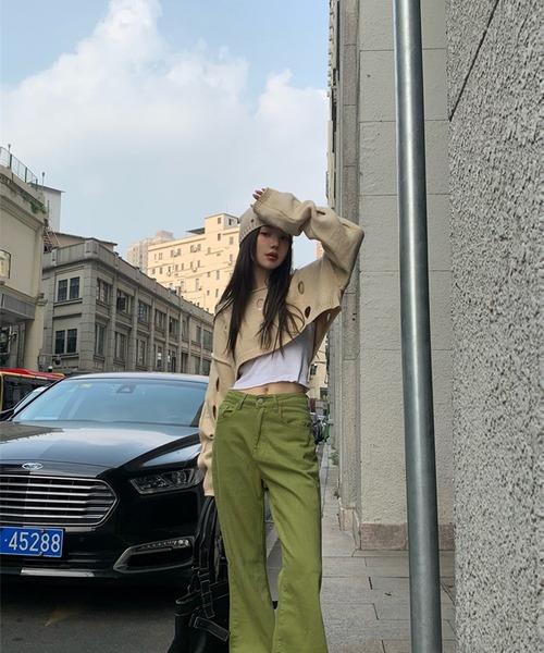 LYEON(リヨン)の「スラッシュショートニット(ニット/セーター・レディース・ベージュ/グリーン・FREE)」の21枚目の写真