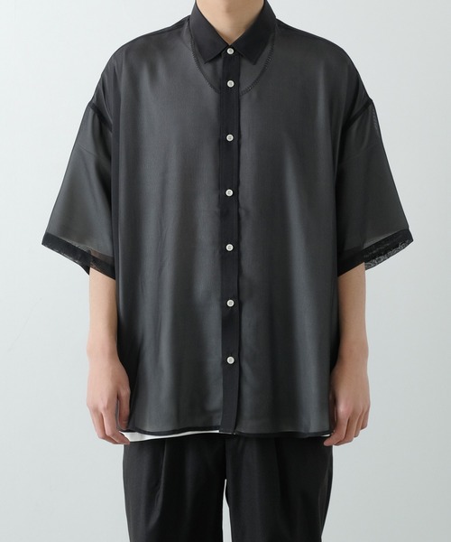 NULL(ヌル)の「【NULL】半袖 シアーシャツ(シャツ/ブラウス・メンズ・ブラック/サックスブルー/ホワイト/ブルーグリーン・FREE)」の19枚目の写真