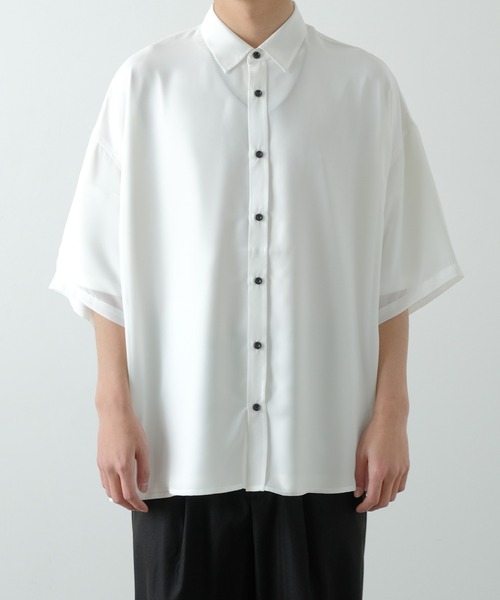 NULL(ヌル)の「【NULL】半袖 シアーシャツ(シャツ/ブラウス・メンズ・ブラック/サックスブルー/ホワイト/ブルーグリーン・FREE)」の5枚目の写真