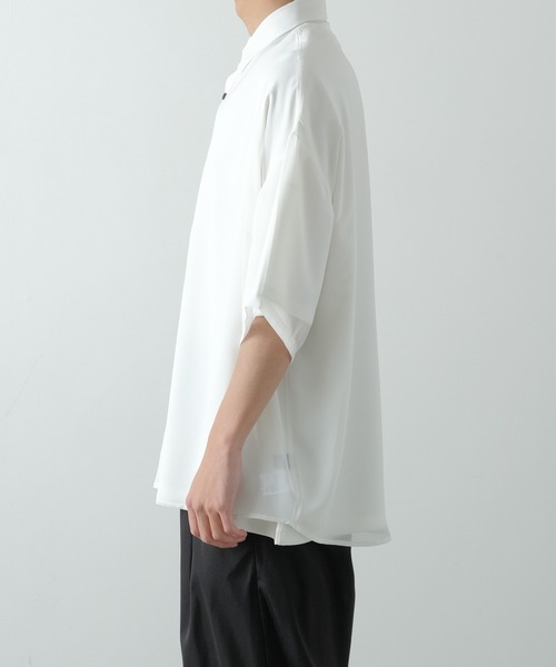 NULL(ヌル)の「【NULL】半袖 シアーシャツ(シャツ/ブラウス・メンズ・ブラック/サックスブルー/ホワイト/ブルーグリーン・FREE)」の13枚目の写真