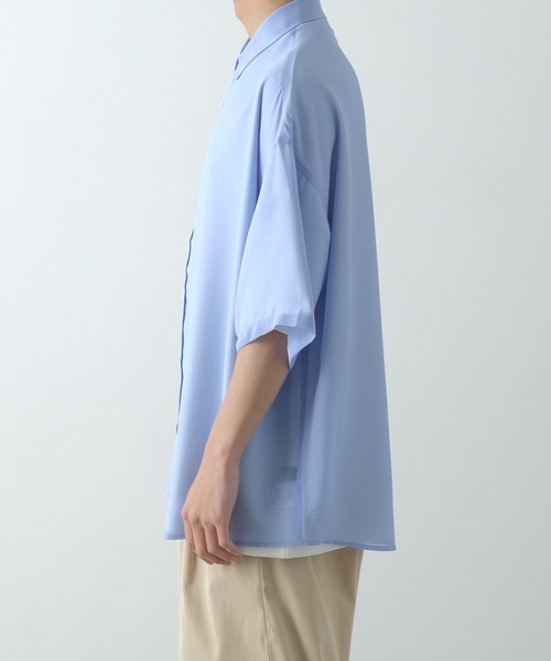 NULL(ヌル)の「【NULL】半袖 シアーシャツ(シャツ/ブラウス・メンズ・ブラック/サックスブルー/ホワイト/ブルーグリーン・FREE)」の7枚目の写真