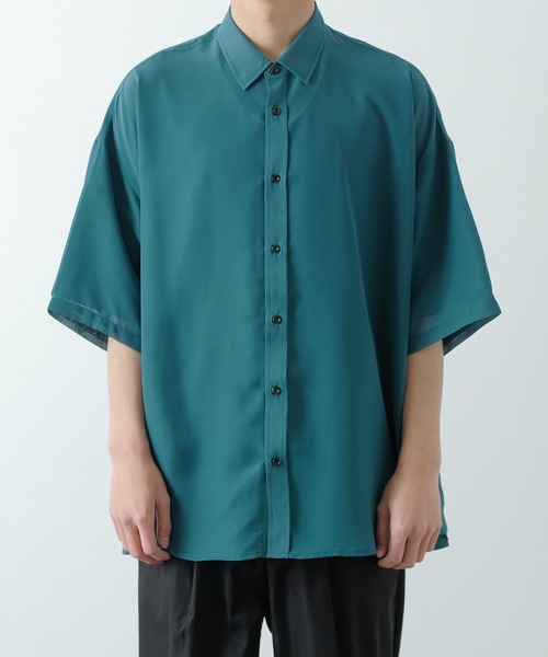 NULL(ヌル)の「【NULL】半袖 シアーシャツ(シャツ/ブラウス・メンズ・ブラック/サックスブルー/ホワイト/ブルーグリーン・FREE)」の14枚目の写真