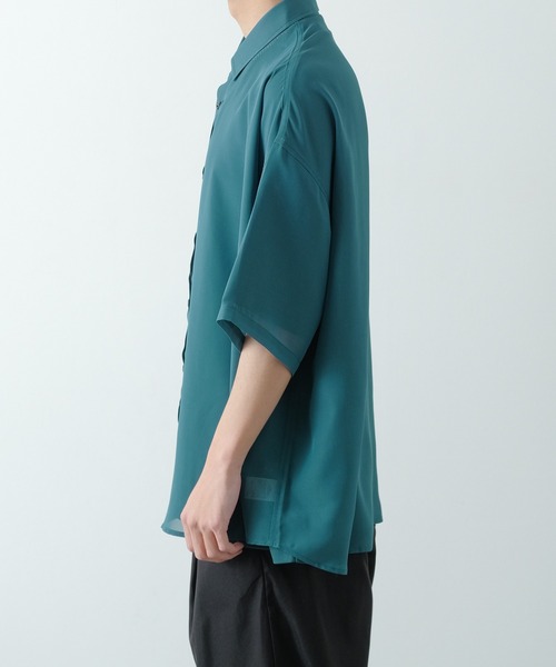 NULL(ヌル)の「【NULL】半袖 シアーシャツ(シャツ/ブラウス・メンズ・ブラック/サックスブルー/ホワイト/ブルーグリーン・FREE)」の16枚目の写真