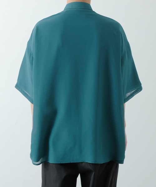 NULL(ヌル)の「【NULL】半袖 シアーシャツ(シャツ/ブラウス・メンズ・ブラック/サックスブルー/ホワイト/ブルーグリーン・FREE)」の20枚目の写真