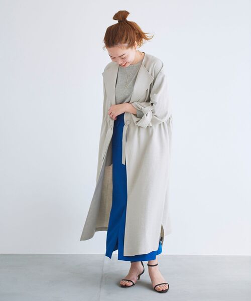 le.coeur blanc（ルクールブラン）の「オックスフォードドロストノーカラーコート（ノーカラーコート・レディース・ブルー/ライトグリーン/グレイッシュベージュ・38）」の21枚目の写真