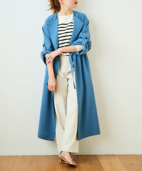 le.coeur blanc（ルクールブラン）の「オックスフォードドロストノーカラーコート（ノーカラーコート・レディース・ブルー/ライトグリーン/グレイッシュベージュ・38）」の5枚目の写真