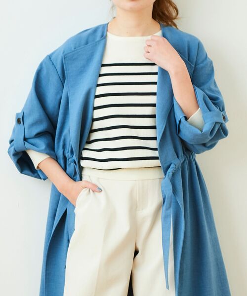 le.coeur blanc（ルクールブラン）の「オックスフォードドロストノーカラーコート（ノーカラーコート・レディース・ブルー/ライトグリーン/グレイッシュベージュ・38）」の6枚目の写真