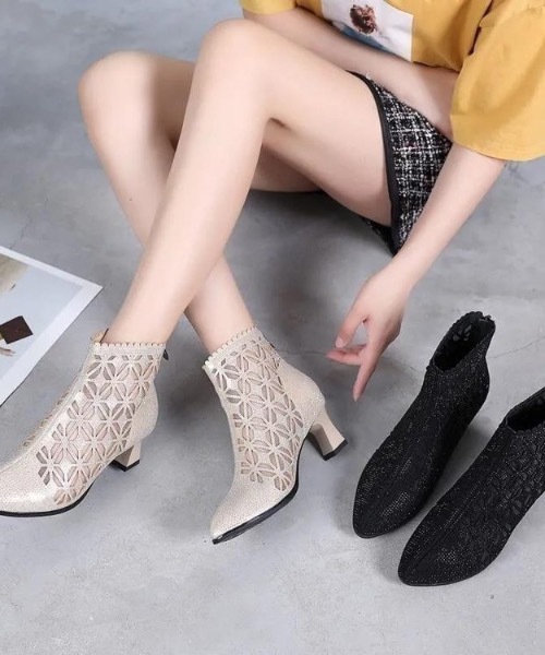 Burner(バーナー)の「【OKUOKU 0909】シースルーデザイン ショートブーツ oku-shoes-682175898014-565 U(ブーツ・レディース・ホワイト/ブラック・35/39/38/36/37/40)」の6枚目の写真
