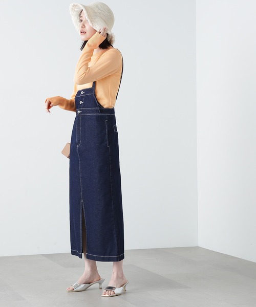 N.(N. Natural Beauty Basic)(エヌエヌナチュラルビューティーベーシック)の「◆タイトサロペットスカート(デニムスカート・レディース・オフホワイト/ワンウォッシュ・MEDIUM)」の10枚目の写真