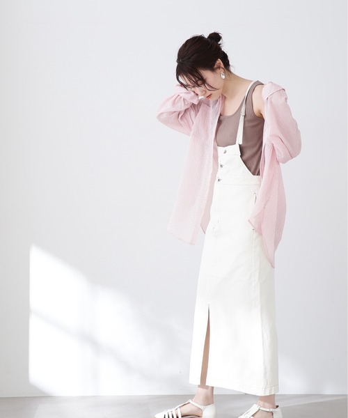 N.(N. Natural Beauty Basic)(エヌエヌナチュラルビューティーベーシック)の「◆タイトサロペットスカート(デニムスカート・レディース・オフホワイト/ワンウォッシュ・MEDIUM)」の6枚目の写真