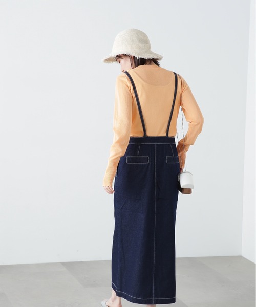 N.(N. Natural Beauty Basic)(エヌエヌナチュラルビューティーベーシック)の「◆タイトサロペットスカート(デニムスカート・レディース・オフホワイト/ワンウォッシュ・MEDIUM)」の18枚目の写真