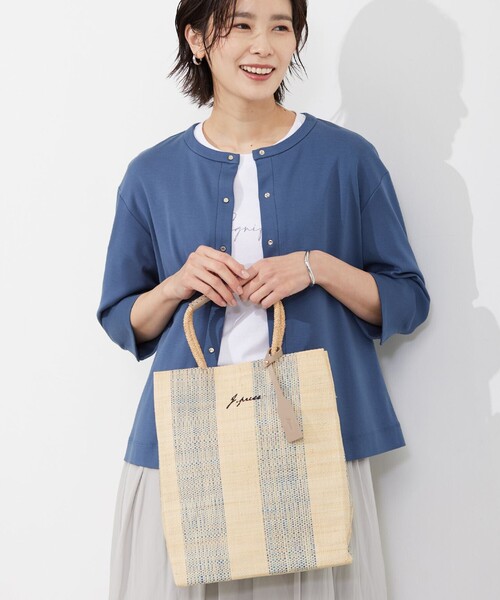 J.PRESS(ジェイプレス)の「【WEB限定・A4サイズ収納可】 マダガスカルラフィア トート バッグ(トートバッグ・レディース・ブルー系1/ブラウン系3/ブラック系2/ベージュ系2・F)」の10枚目の写真