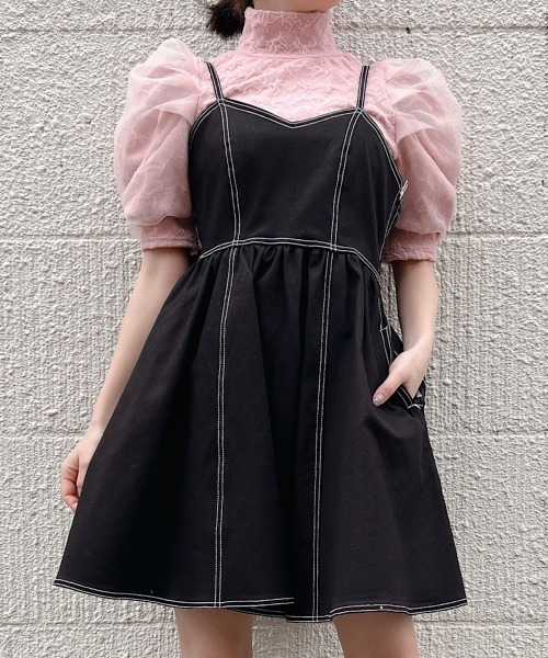 lilLilly（リルリリー）の「オーガンジーパフトップス（Tシャツ/カットソー・レディース・ブラック/ピンク/アイボリー・FREE）」の18枚目の写真