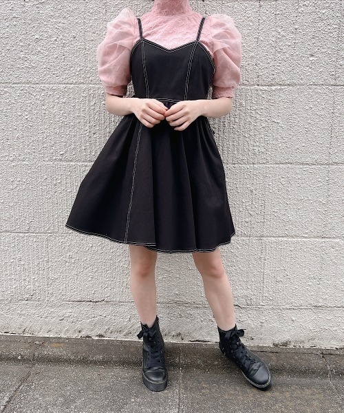 lilLilly（リルリリー）の「オーガンジーパフトップス（Tシャツ/カットソー・レディース・ブラック/ピンク/アイボリー・FREE）」の19枚目の写真