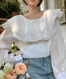 SPIGA | ﾎﾞｰﾄﾈｯｸﾀﾞﾌﾞﾙﾌﾘﾙﾌﾞﾗｳｽ(シャツ/ブラウス)