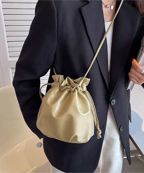 Chick(チック)の「▲Purse Shoulder Bag / 巾着ショルダーバック 2WAY ハンドバック(ショルダーバッグ・レディース・ブラック/ホワイト/ベージュ・ONE SIZE)」の3枚目の写真