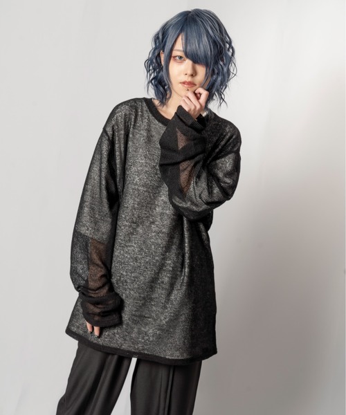 R/X（ロックス）の「シアーニット/ユニセックス対応（ニット/セーター・メンズ・ブラック/ベージュ・FREE）」の4枚目の写真