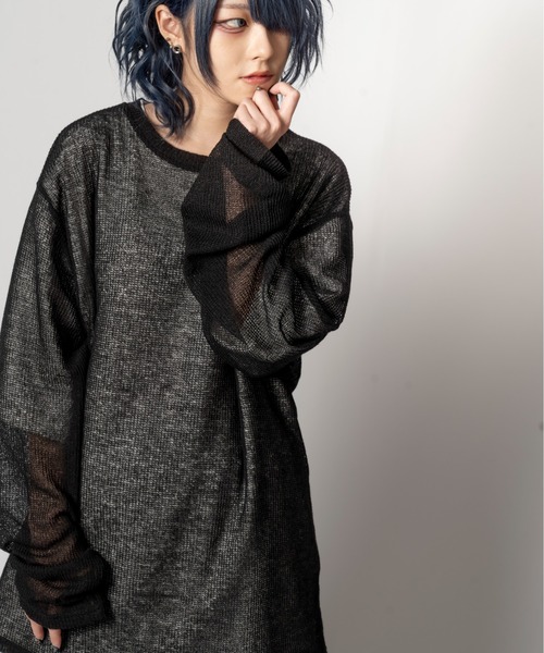 R/X（ロックス）の「シアーニット/ユニセックス対応（ニット/セーター・メンズ・ブラック/ベージュ・FREE）」の3枚目の写真