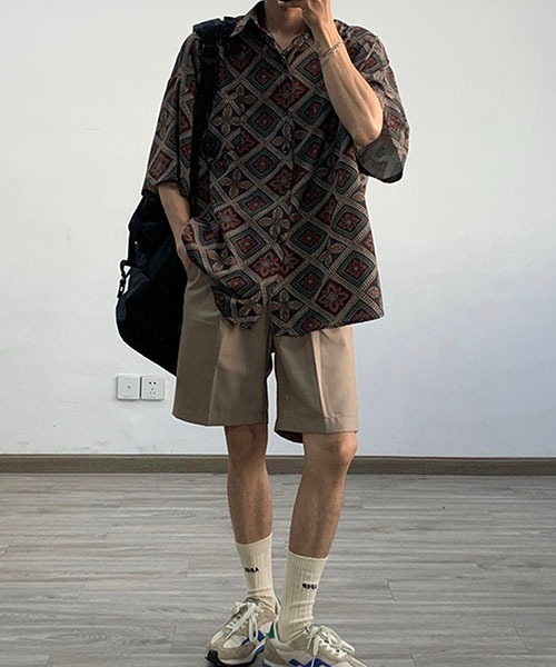 WESTBOY（ウエストボーイ）の「ルーズシルエットハーフスリーブプリントシャツWOK23S2TP05【WB ORIGINALS】（シャツ/ブラウス・メンズ・ブラウン・L/M/XL）」の8枚目の写真