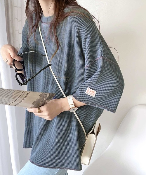 Java(ジャバ)の「《JAVAジャバ 別注》ラフヴィンテージ。2wayピグメントワッフル バックヘンリープルオーバー(Tシャツ/カットソー・レディース・ブルー/チャコールグレー/アイボリー・LARGE/MEDIUM/SMALL/X-LARGE)」の15枚目の写真
