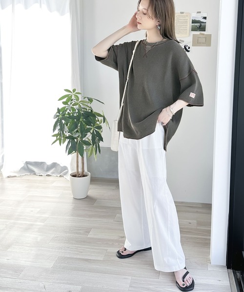 Java(ジャバ)の「《JAVAジャバ 別注》ラフヴィンテージ。2wayピグメントワッフル バックヘンリープルオーバー(Tシャツ/カットソー・レディース・ブルー/チャコールグレー/アイボリー・LARGE/MEDIUM/SMALL/X-LARGE)」の11枚目の写真