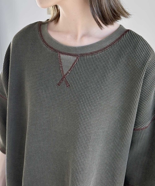 Java(ジャバ)の「《JAVAジャバ 別注》ラフヴィンテージ。2wayピグメントワッフル バックヘンリープルオーバー(Tシャツ/カットソー・レディース・ブルー/チャコールグレー/アイボリー・LARGE/MEDIUM/SMALL/X-LARGE)」の19枚目の写真