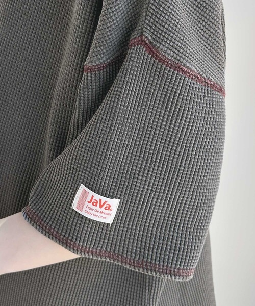 Java(ジャバ)の「《JAVAジャバ 別注》ラフヴィンテージ。2wayピグメントワッフル バックヘンリープルオーバー(Tシャツ/カットソー・レディース・ブルー/チャコールグレー/アイボリー・LARGE/MEDIUM/SMALL/X-LARGE)」の20枚目の写真