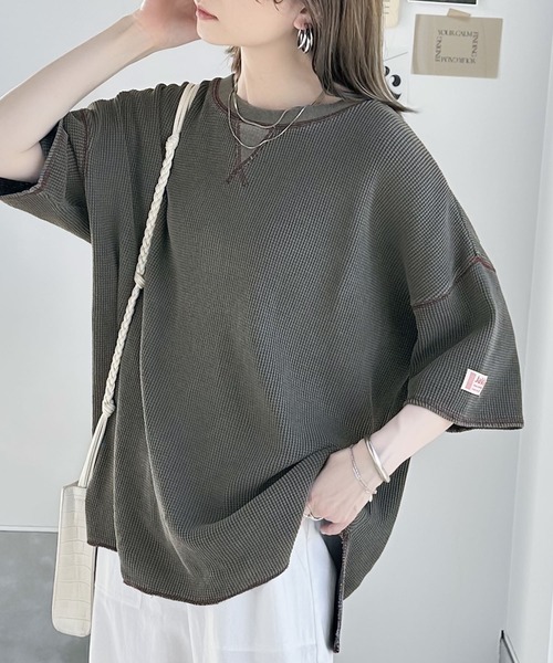 Java(ジャバ)の「《JAVAジャバ 別注》ラフヴィンテージ。2wayピグメントワッフル バックヘンリープルオーバー(Tシャツ/カットソー・レディース・ブルー/チャコールグレー/アイボリー・LARGE/MEDIUM/SMALL/X-LARGE)」の22枚目の写真