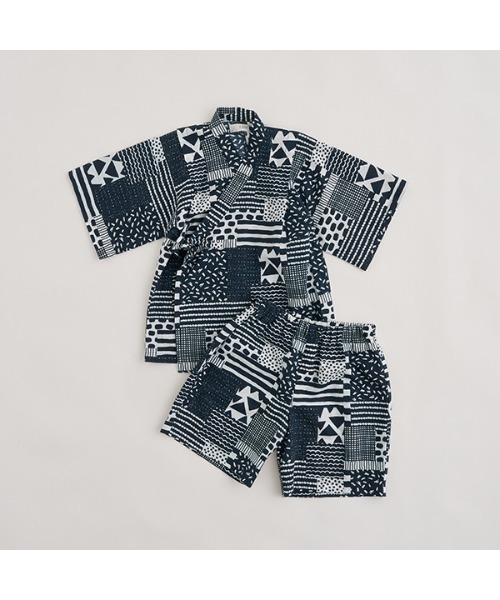 b・ROOM（ビールーム）の「モダン柄デザイン甚平（浴衣・キッズ・ネイビー/ブルー・100cm/110cm/120cm/130cm）」の7枚目の写真