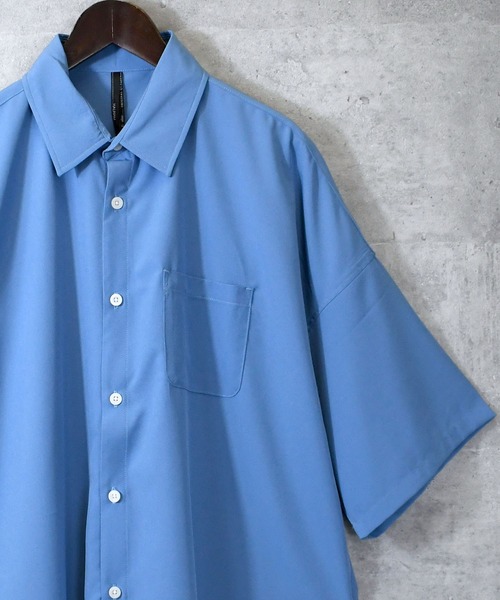 Ritzy（リッツィー）の「ポリストレッチ ドロップショルダーBIG SSシャツ レディース メンズ（シャツ/ブラウス・メンズ・サックスブルー/ブラック/ホワイト/グリーン/パープル/チャコール/ネイビー・MEDIUM/LARGE/X-LARGE）」の6枚目の写真