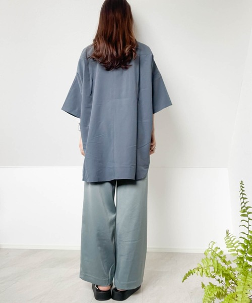 Ritzy（リッツィー）の「ポリストレッチ ドロップショルダーBIG SSシャツ レディース メンズ（シャツ/ブラウス・メンズ・サックスブルー/ブラック/ホワイト/グリーン/パープル/チャコール/ネイビー・MEDIUM/LARGE/X-LARGE）」の11枚目の写真
