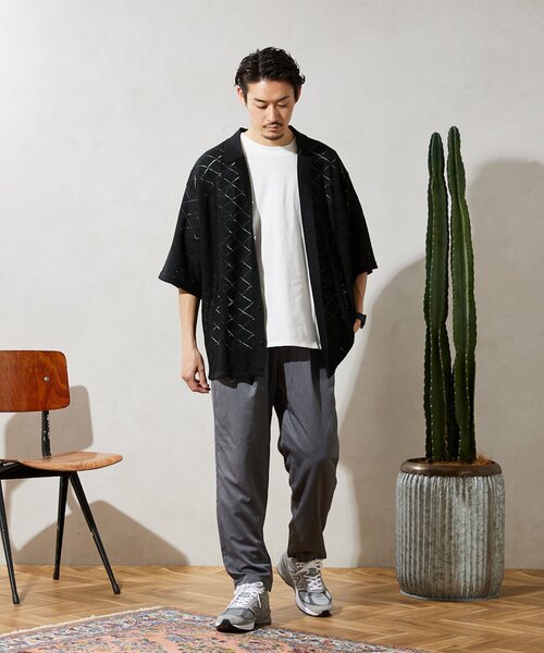 JOURNAL STANDARD relume（ジャーナルスタンダード　レリューム）の「Lattice サマーニットポロシャツ（ニット/セーター・メンズ・ブラック/ベージュ/グリーン・MEDIUM/LARGE）」の8枚目の写真