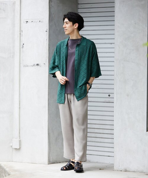 JOURNAL STANDARD relume（ジャーナルスタンダード　レリューム）の「Lattice サマーニットポロシャツ（ニット/セーター・メンズ・ブラック/ベージュ/グリーン・MEDIUM/LARGE）」の21枚目の写真