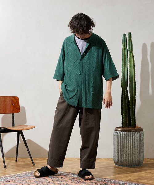 JOURNAL STANDARD relume（ジャーナルスタンダード　レリューム）の「Lattice サマーニットポロシャツ（ニット/セーター・メンズ・ブラック/ベージュ/グリーン・MEDIUM/LARGE）」の13枚目の写真