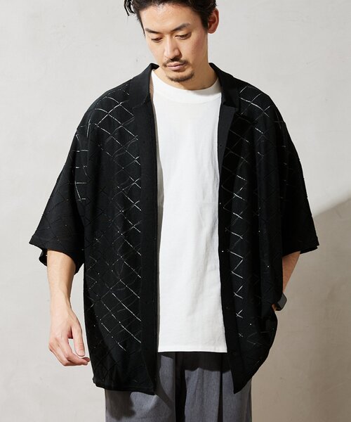 JOURNAL STANDARD relume（ジャーナルスタンダード　レリューム）の「Lattice サマーニットポロシャツ（ニット/セーター・メンズ・ブラック/ベージュ/グリーン・MEDIUM/LARGE）」の4枚目の写真