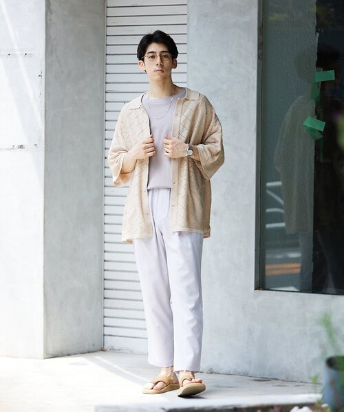 JOURNAL STANDARD relume（ジャーナルスタンダード　レリューム）の「Lattice サマーニットポロシャツ（ニット/セーター・メンズ・ブラック/ベージュ/グリーン・MEDIUM/LARGE）」の5枚目の写真