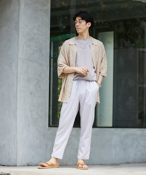 JOURNAL STANDARD relume（ジャーナルスタンダード　レリューム）の「Lattice サマーニットポロシャツ（ニット/セーター・メンズ・ブラック/ベージュ/グリーン・MEDIUM/LARGE）」の10枚目の写真