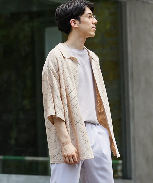 JOURNAL STANDARD relume（ジャーナルスタンダード　レリューム）の「Lattice サマーニットポロシャツ（ニット/セーター・メンズ・ブラック/ベージュ/グリーン・MEDIUM/LARGE）」の11枚目の写真