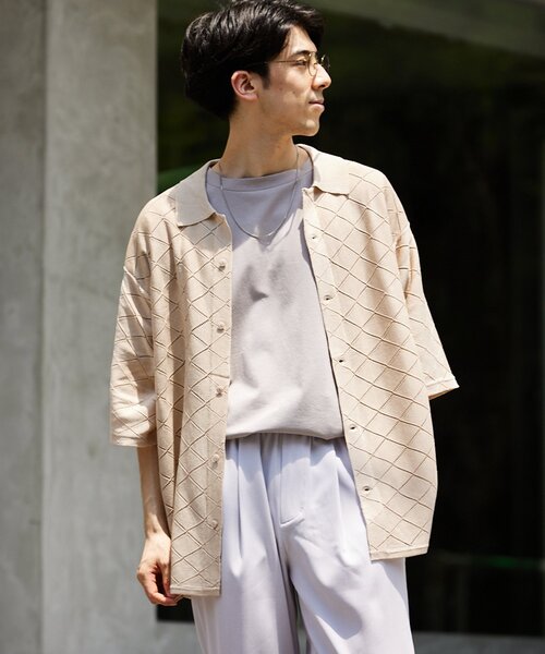 JOURNAL STANDARD relume（ジャーナルスタンダード　レリューム）の「Lattice サマーニットポロシャツ（ニット/セーター・メンズ・ブラック/ベージュ/グリーン・MEDIUM/LARGE）」の19枚目の写真